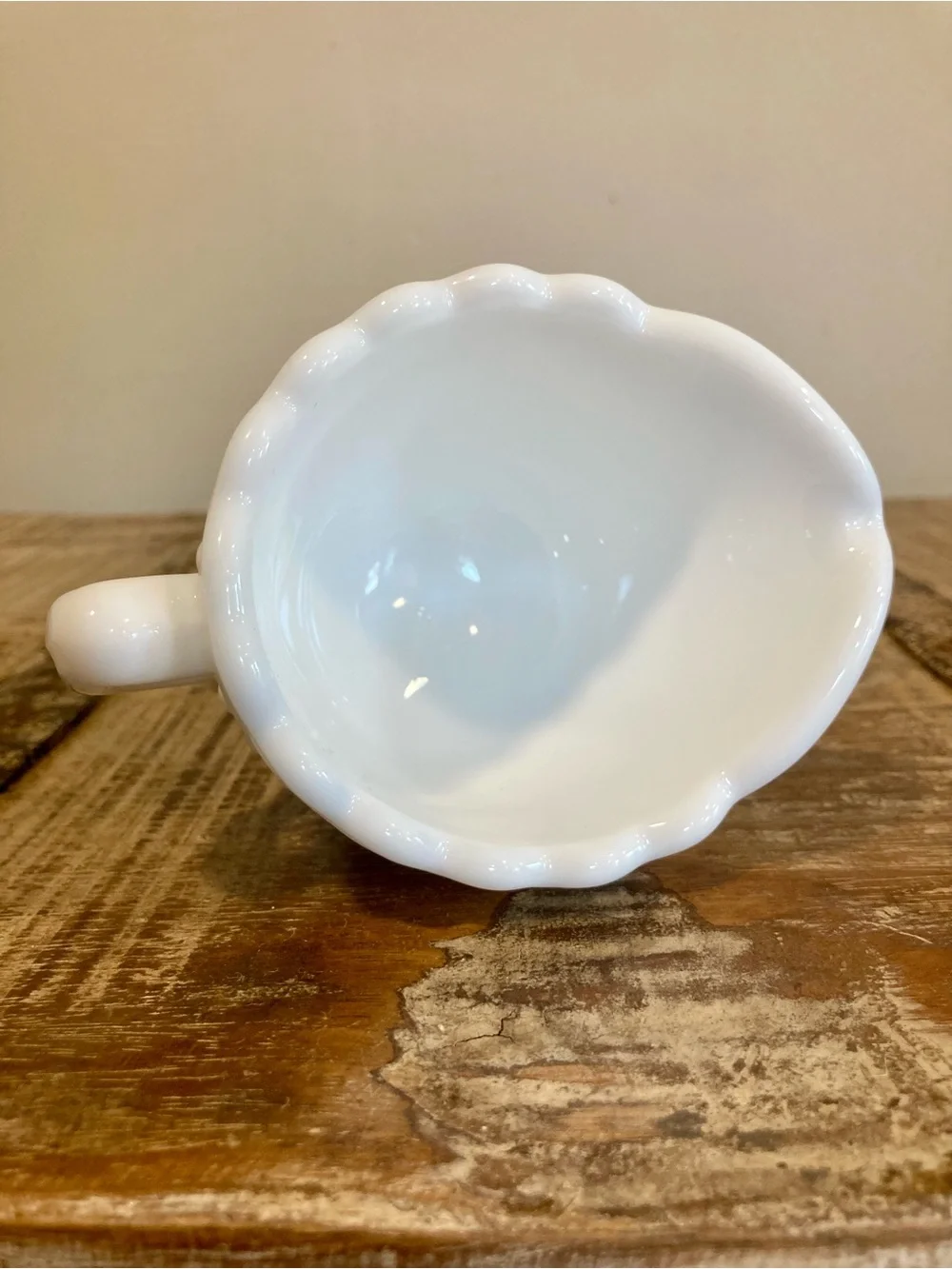 Vintage Imperial Milk Glass Creamer with Embossed Grape Vine Pattern